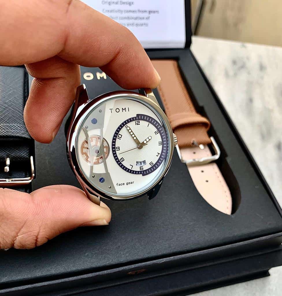 Montre de luxe Tomi Face Gear T-105 – Coffret élégant - صورة 4
