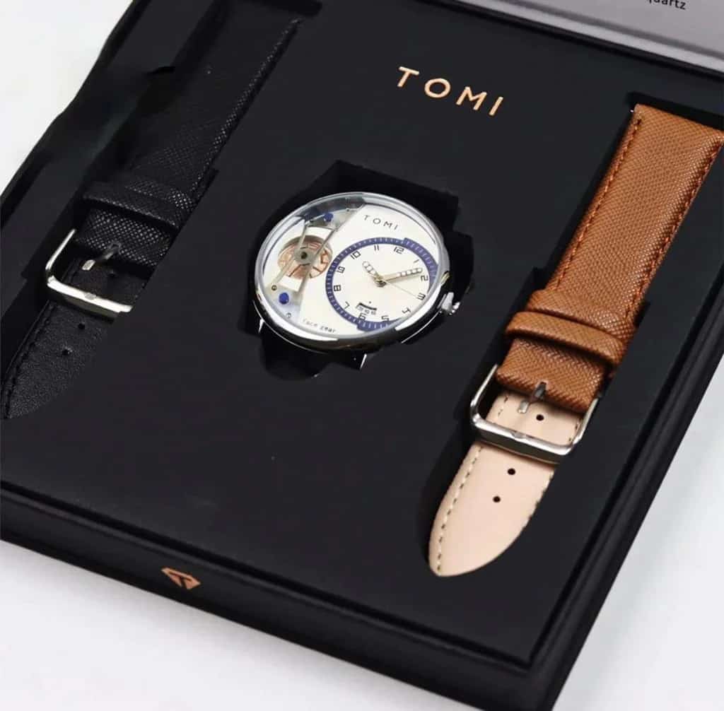 Montre de luxe Tomi Face Gear T-105 – Coffret élégant - صورة 2