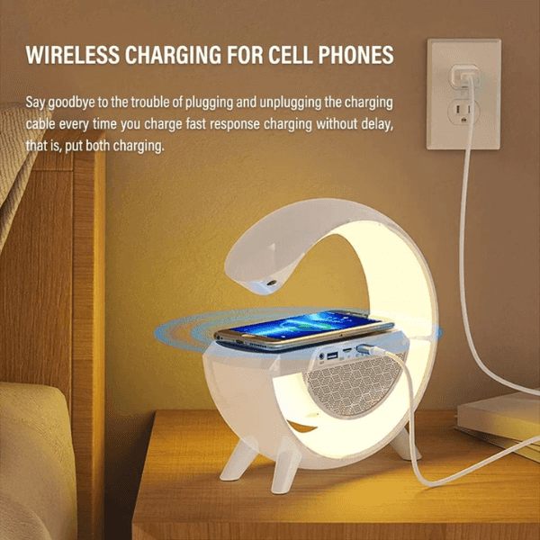 Baffle et chargeur smartphones sans Fil avec jeux de lumière - BLANC - صورة 6