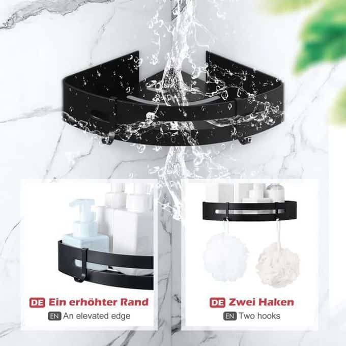 Lot 2 Etageres angle - Organisateur Pour coin de douche - blanc - صورة 3