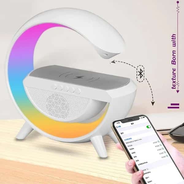 Baffle et chargeur smartphones sans Fil avec jeux de lumière - BLANC - صورة 7