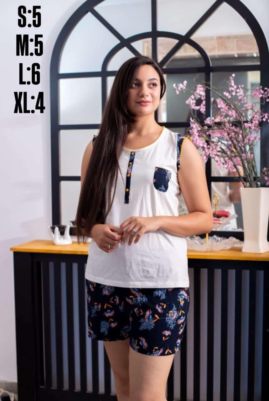 Ensemble Pyjama 2 Pièces en Coton Doux -YES'IN - Turqoise C L-42 - صورة 3