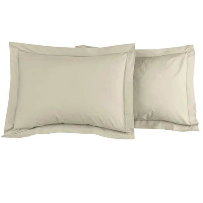 Lot de 2 taies d'oreiller en polycoton gris uni - Rose