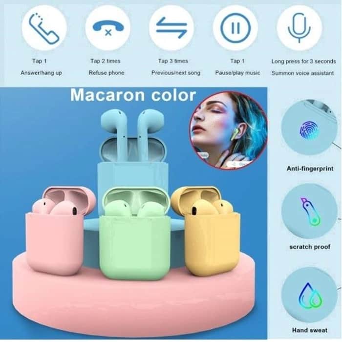Ecouteurs Sans Fil - kit Bluetooth Tactile i12 - vert