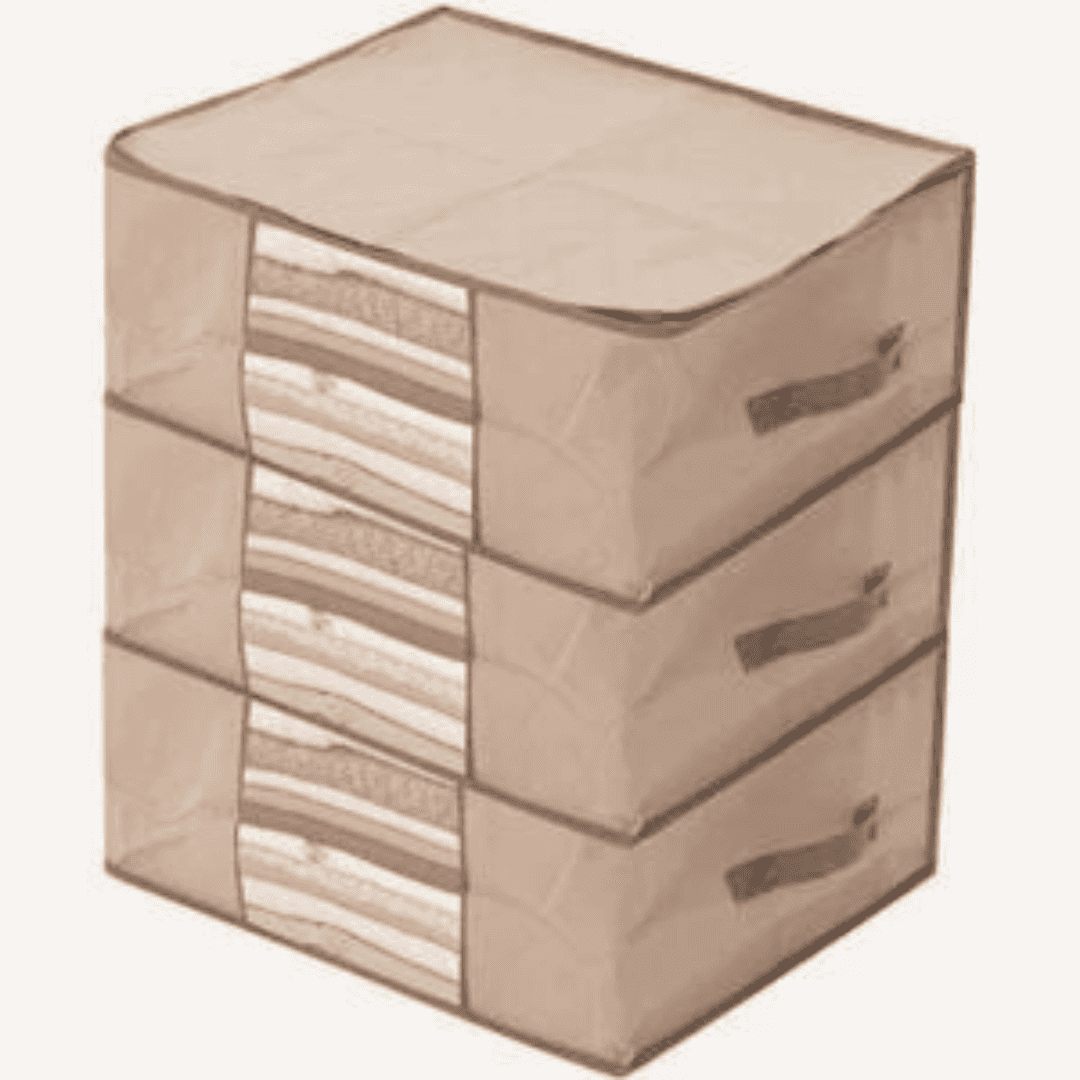 Pack 3 sacs de rangement - beige