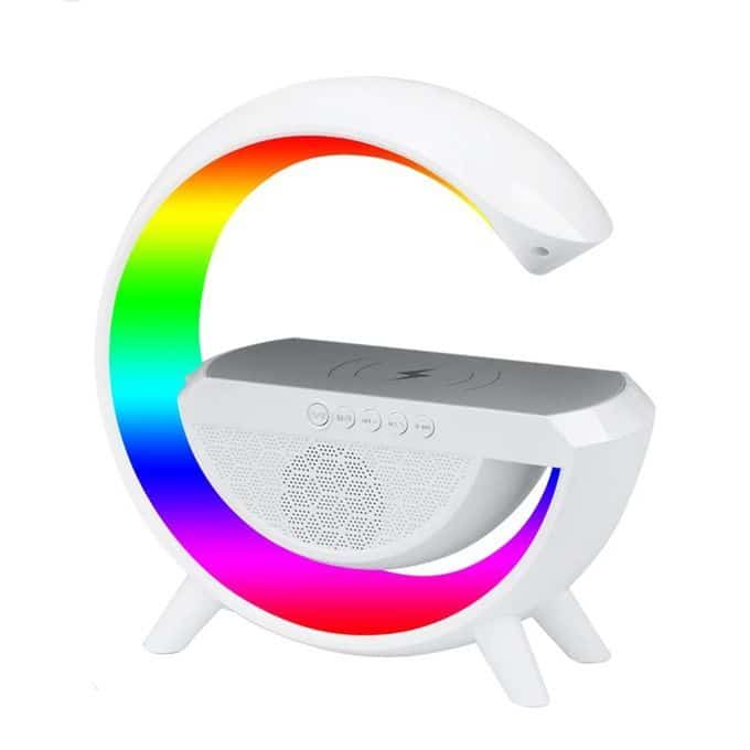 Baffle et chargeur smartphones sans Fil avec jeux de lumière - BLANC - صورة 2