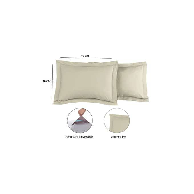 Lot de 2 taies d'oreiller en polycoton gris uni - Rose - صورة 3