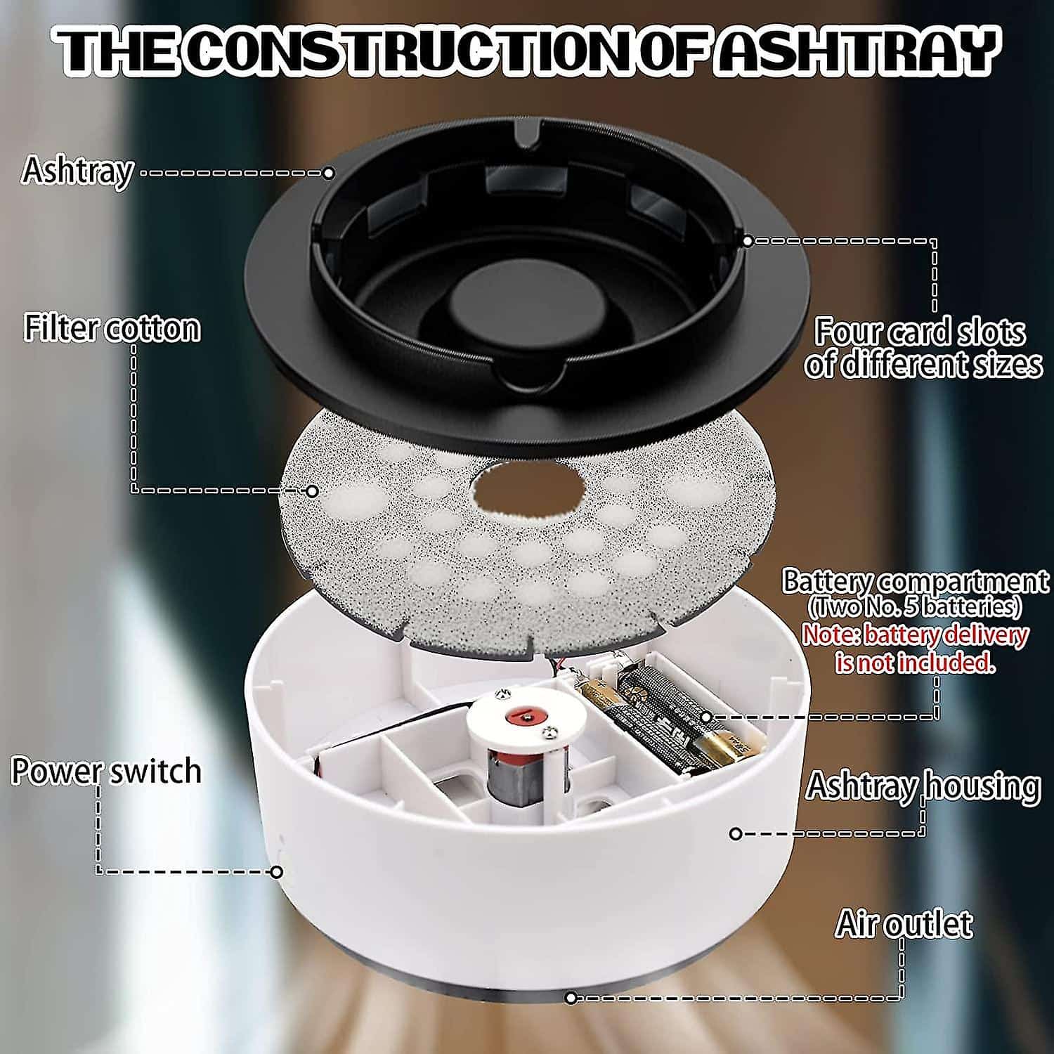 Cendrier purificateur d'air 2 en 1 - BLANC - صورة 5