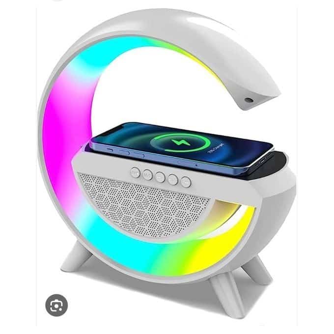 Baffle et chargeur smartphones sans Fil avec jeux de lumière - BLANC - صورة 5