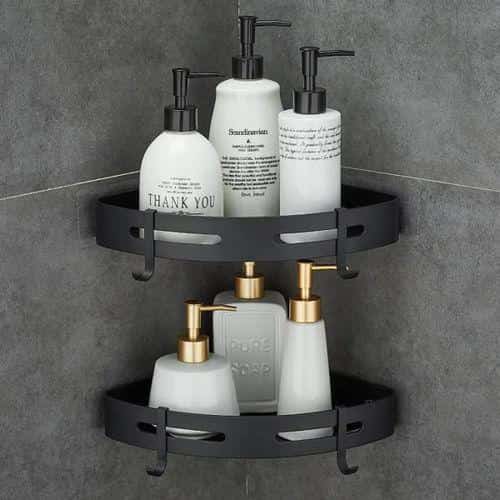 Lot 2 Etageres angle - Organisateur Pour coin de douche - blanc - صورة 4