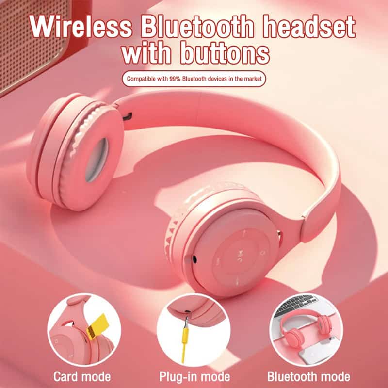 Casque Bluetooth Y08 WIRELESS - PINK - صورة 4
