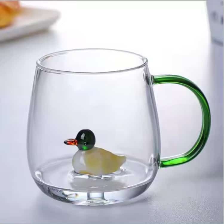 Tasse en verre 3D avec poignée - Vert - صورة 5