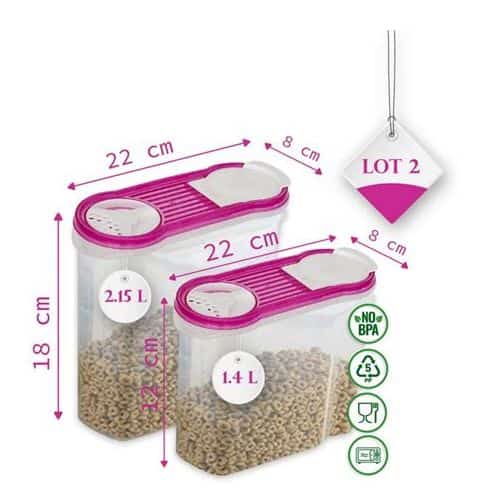 Lot De 2 Boites De Conservation En Plastique -2.15 L et 1.4 L - bleu - صورة 4