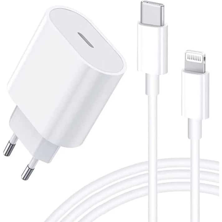 Chargeur iPhone 20W Type-C Lightning Tête + Câble - صورة 5