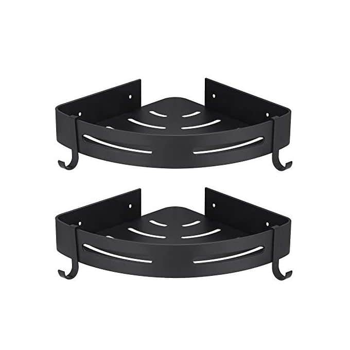 Lot 2 Etageres angle - Organisateur Pour coin de douche - noir