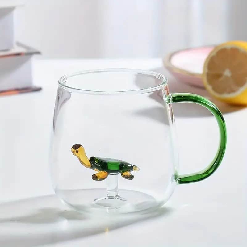 Tasse en verre 3D avec poignée - Vert