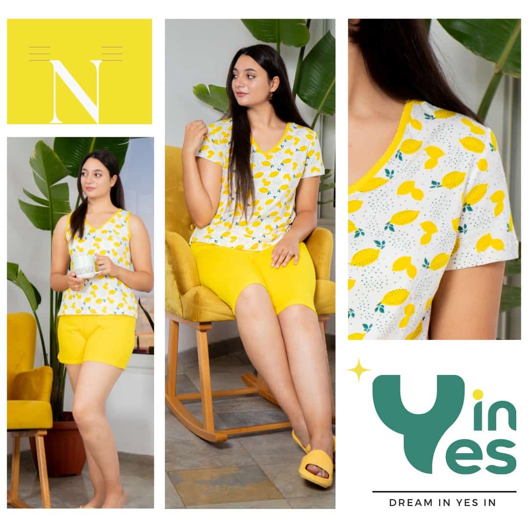 Ensemble Pyjama 2 Pièces en Coton Doux -YES'IN - Turqoise C L-42 - صورة 7