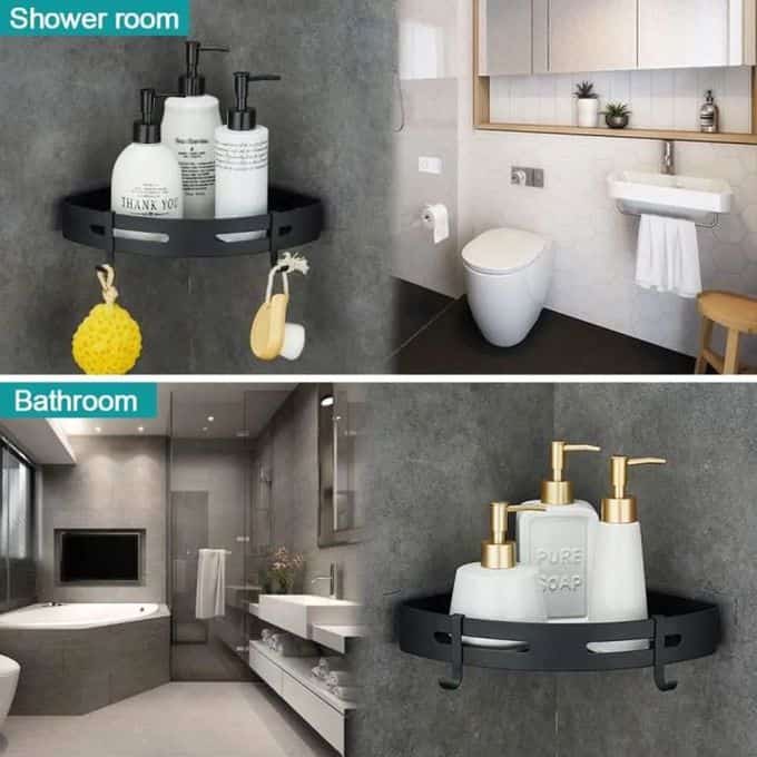 Lot 2 Etageres angle - Organisateur Pour coin de douche - blanc - صورة 5