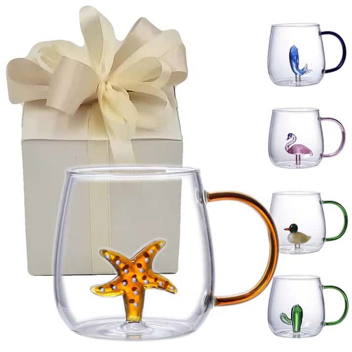 Tasse en verre 3D avec poignée - Bronze - صورة 7