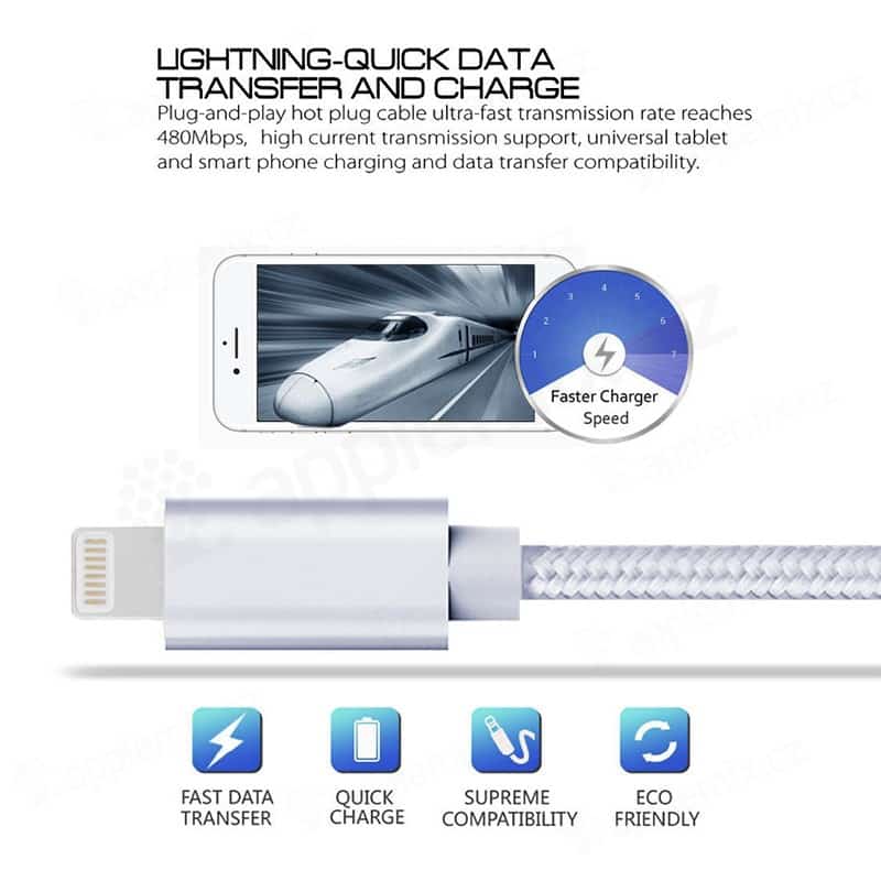 Cable pour IPHONE 5/6/7/8/10/11/12,iPad ou iPod - Blanc - 3m - صورة 2