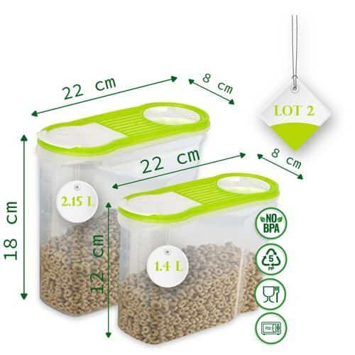Lot De 2 Boites De Conservation En Plastique -2.15 L et 1.4 L - bleu - صورة 3
